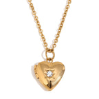 Heart Photo Birthstone Necklace Gold Plated