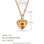Heart Photo Birthstone Necklace Gold Plated